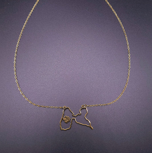 Collier Guadeloupe Contour Hibiscus Acier Inox