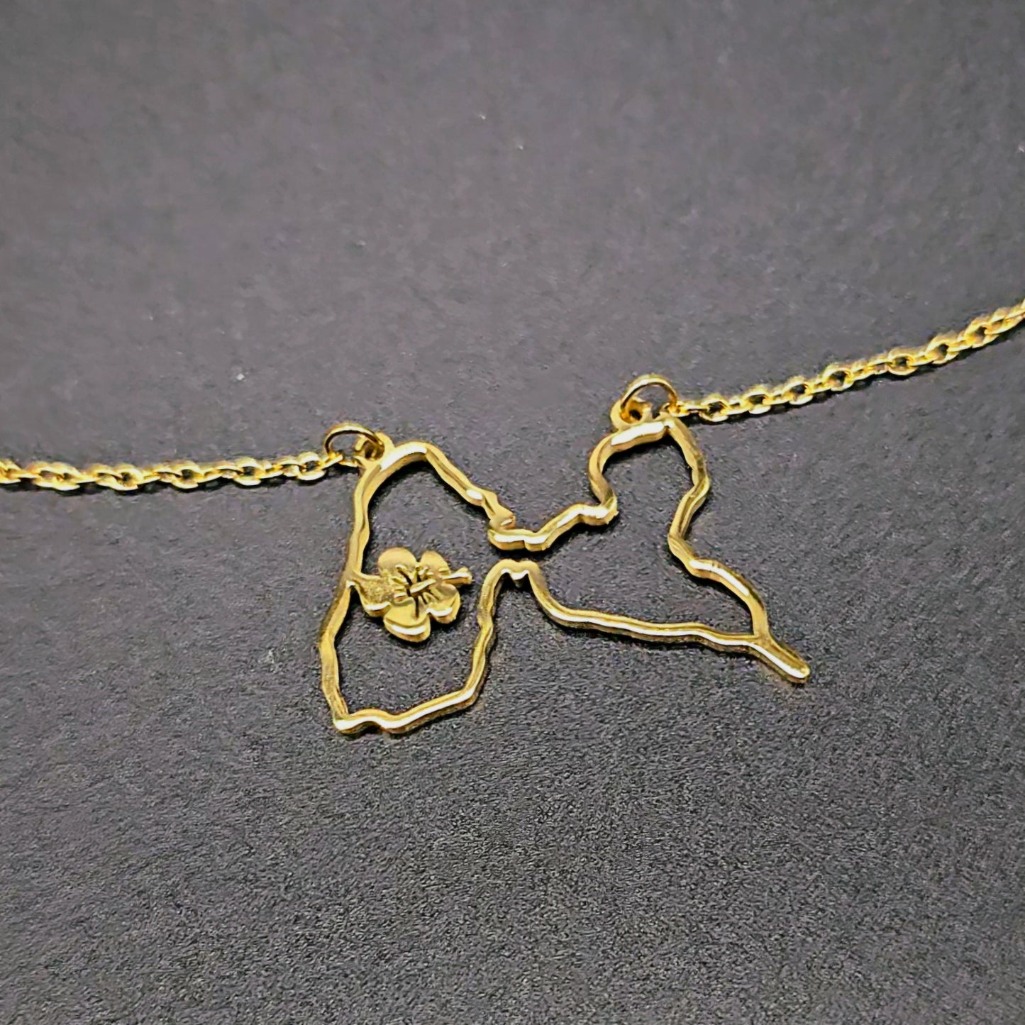 Collier Guadeloupe Contour Hibiscus Acier Inox