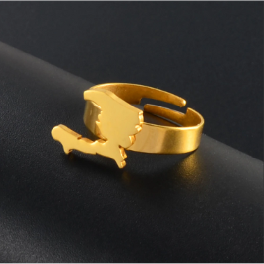 Bague Haïti - Bijoux Silver ou Gold - Cadeau Antillais et Mode Créole