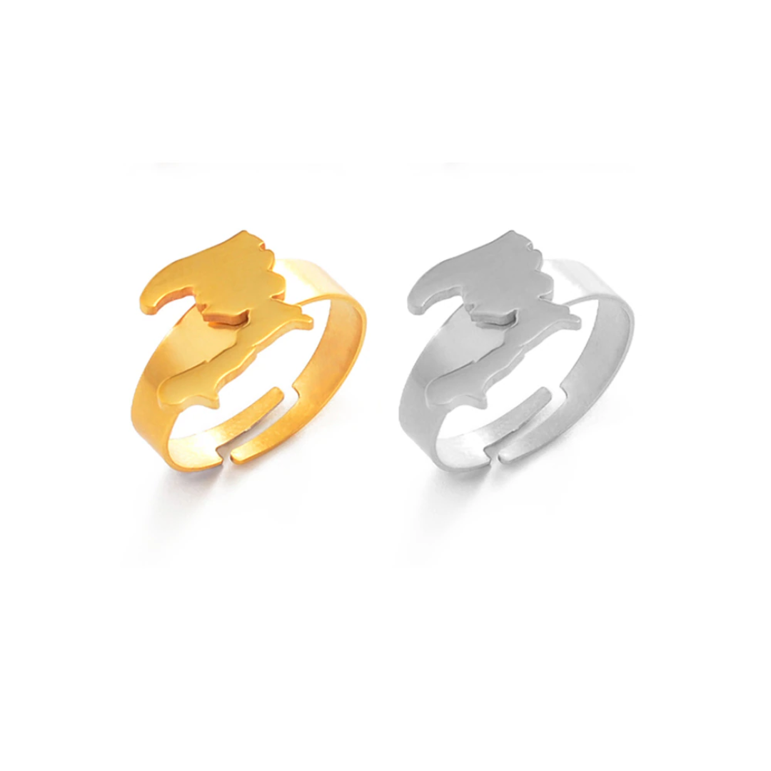 Bague Haïti - Bijoux Silver ou Gold - Cadeau Antillais et Mode Créole