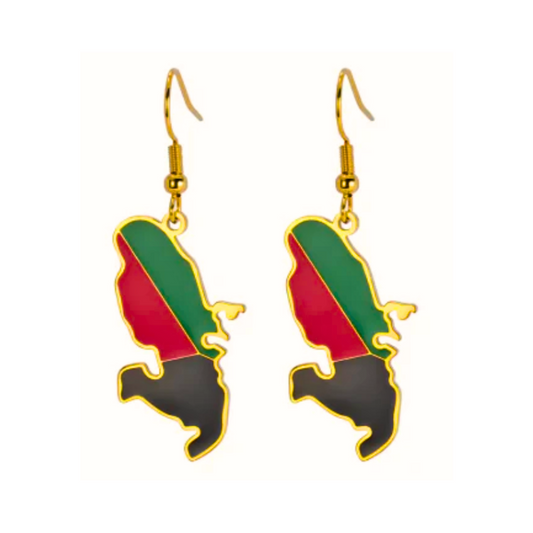 Boucles d'Oreilles Pendantes Martinique Drapeau Or - Argent