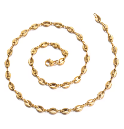 Collier et bracelet Graines de cafés Couleur Or ou Argent