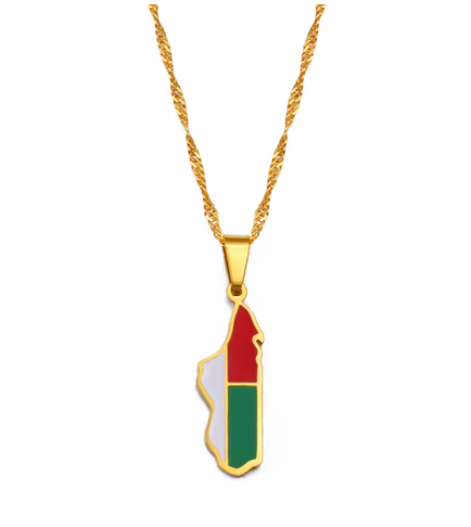 Pendentif Madagascar Drapeau Chaîne Torsadée