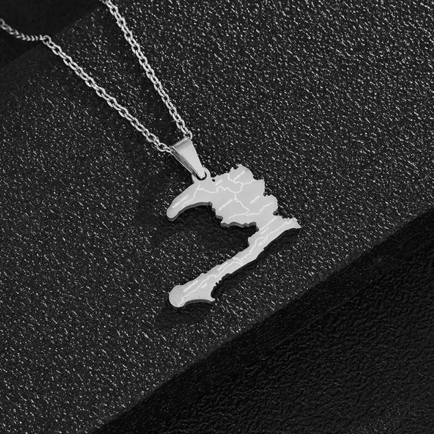 Pendentif Haïti Acier Inox Gravé
