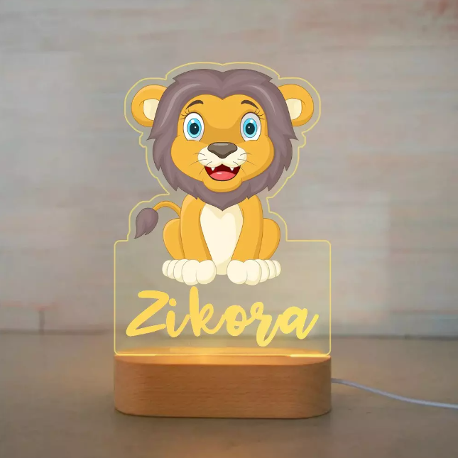 Veilleuse Personnalisée Animaux Prénom Lion