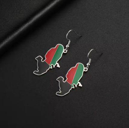 Boucles d'Oreilles Pendantes Martinique Drapeau Or - Argent