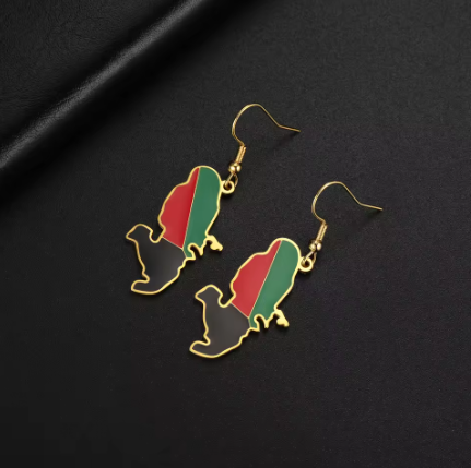 Boucles d'Oreilles Pendantes Martinique Drapeau Or - Argent