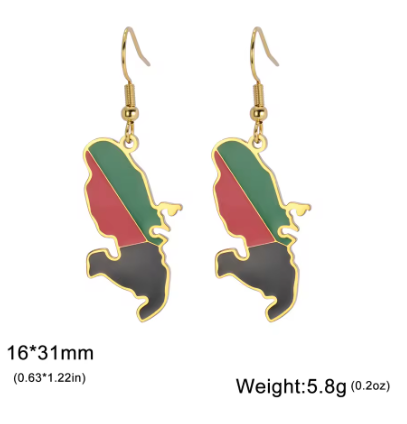 Boucles d'Oreilles Pendantes Martinique Drapeau Or - Argent