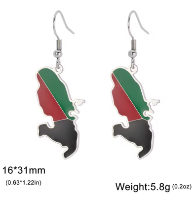 Boucles d'Oreilles Pendantes Martinique Drapeau Or - Argent