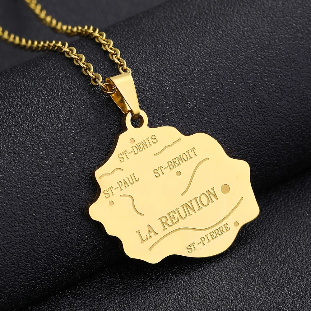 Pendentif La Réunion Acier Inox