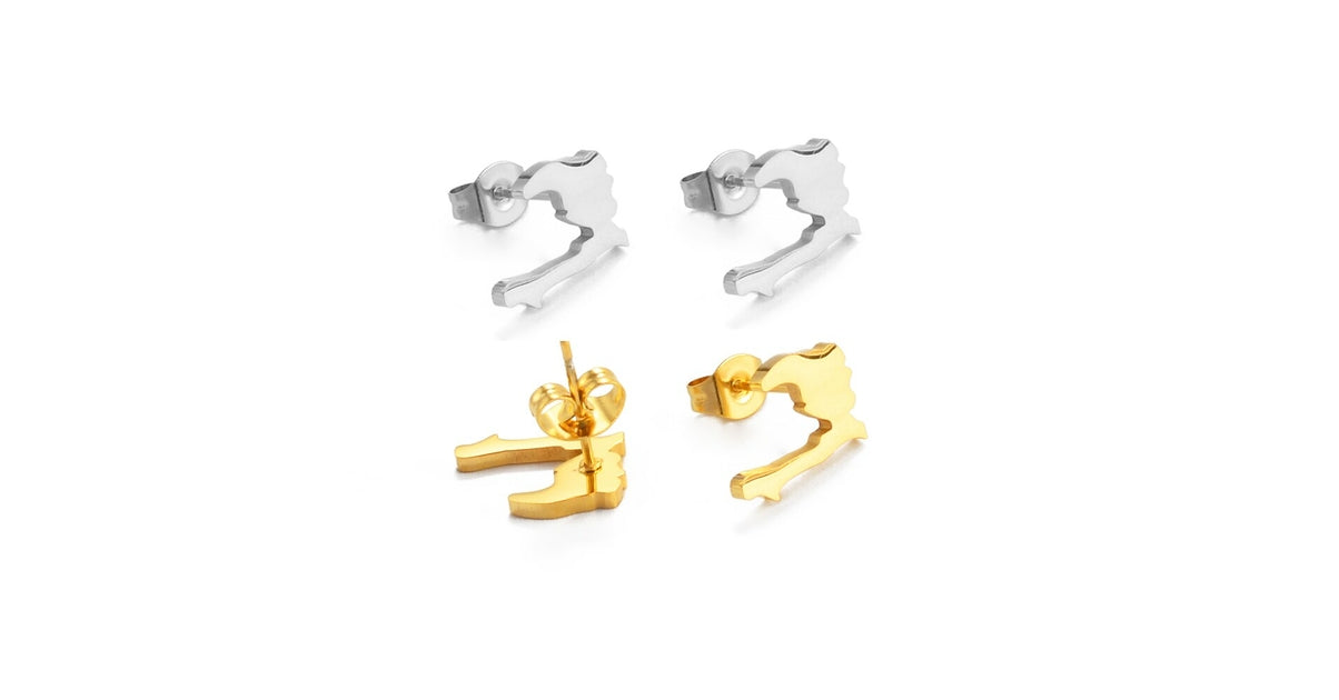 Boucles d'Oreilles Haïti Acier Inox Carte