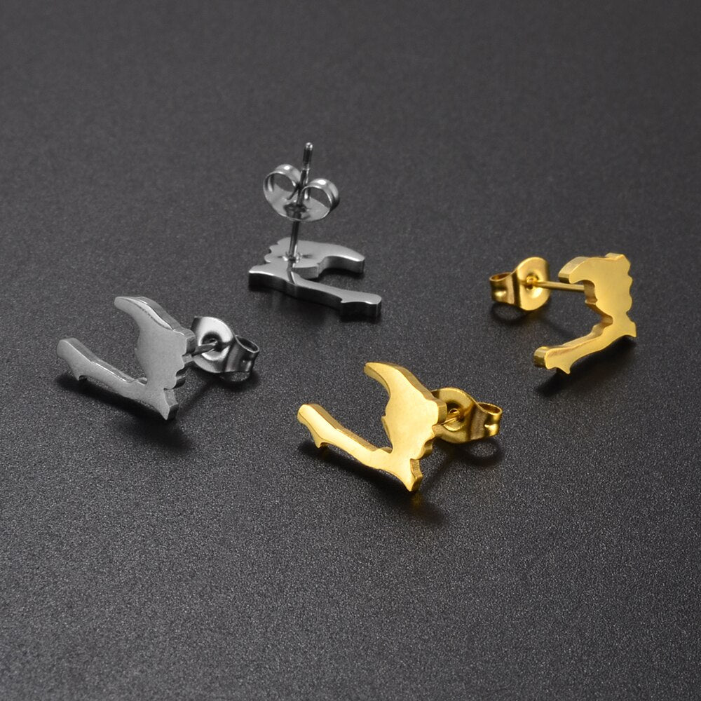 Boucles d'Oreilles Haïti Acier Inox Carte