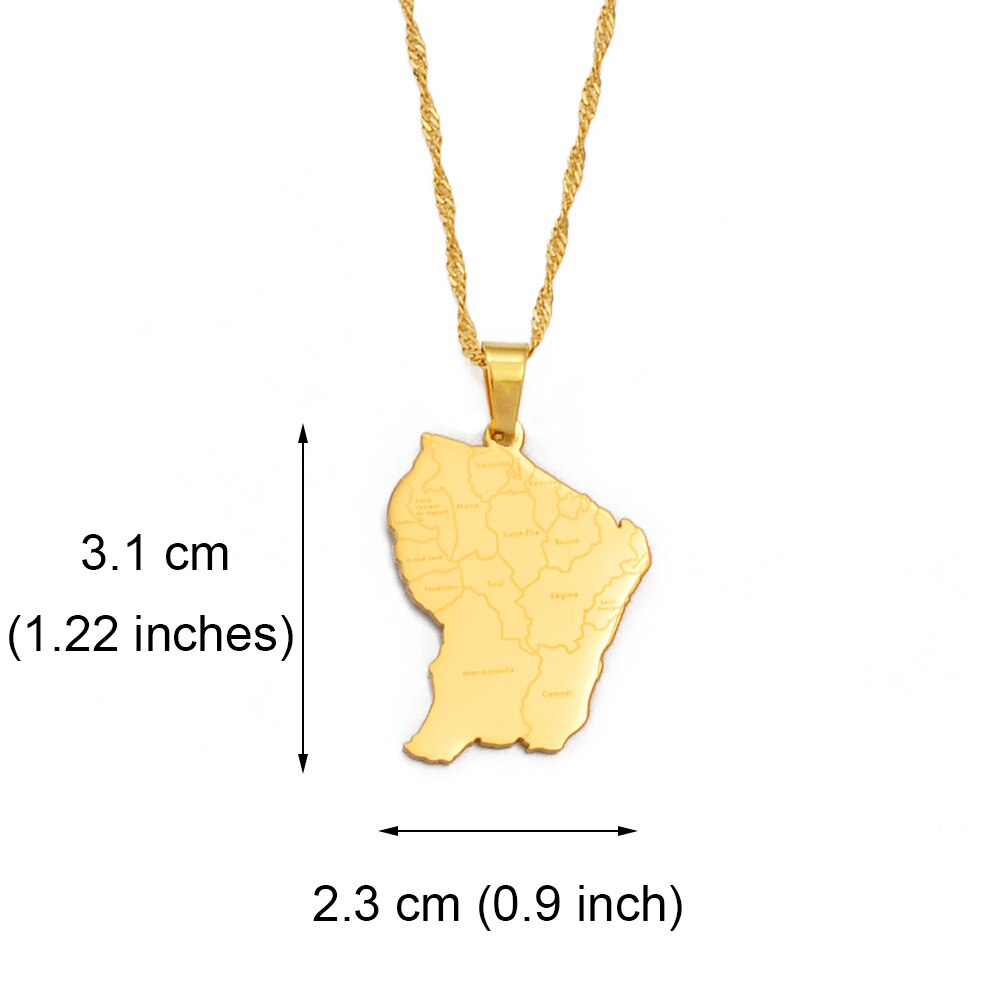 Pendentif Guyane Métallique Doré ou Argenté
