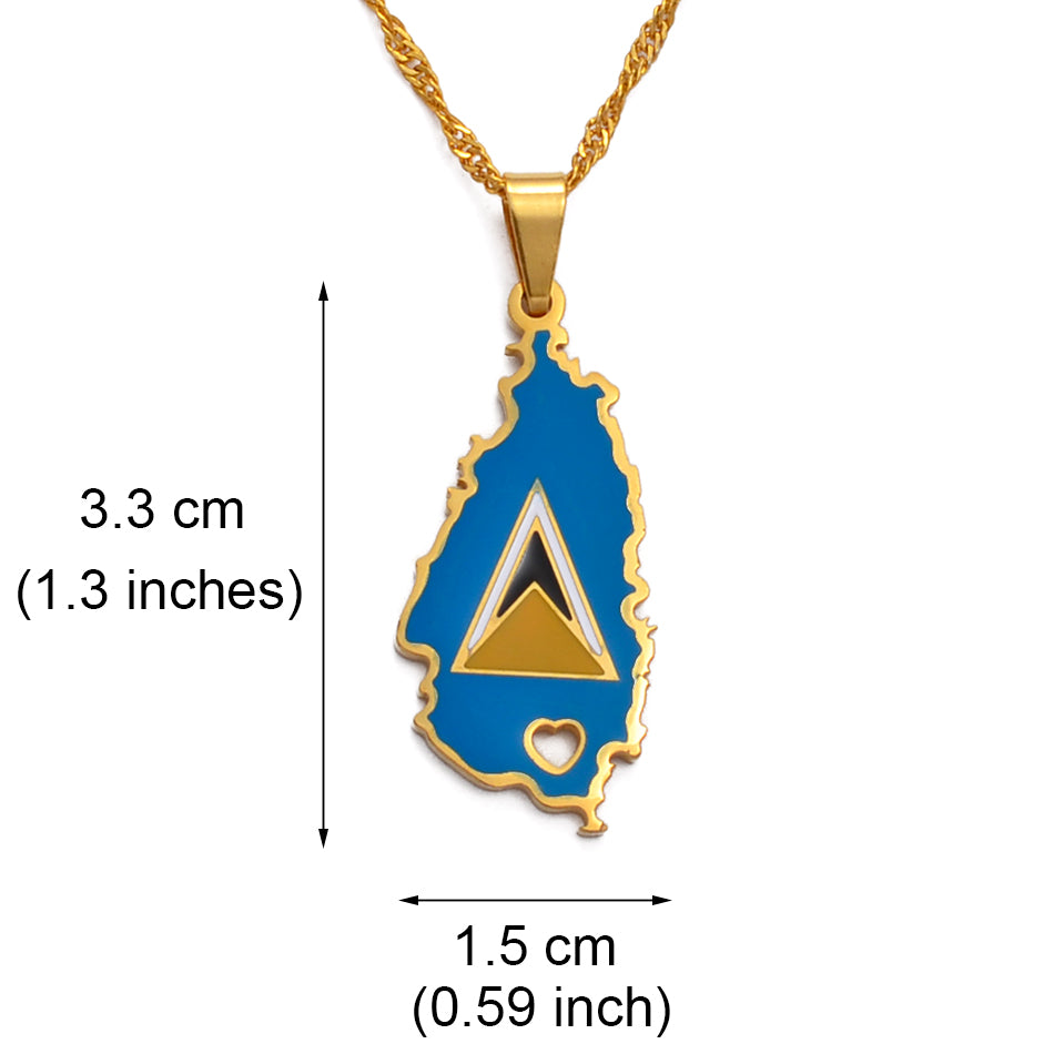 Pendentif Saint-Lucie Drapeau Coeur Chaîne Torsadée