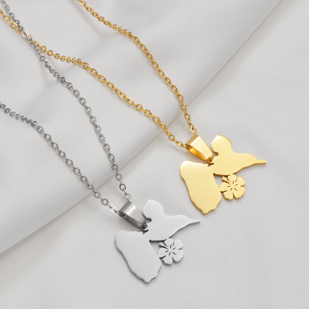 Collier Guadeloupe Hibiscus Acier Inox