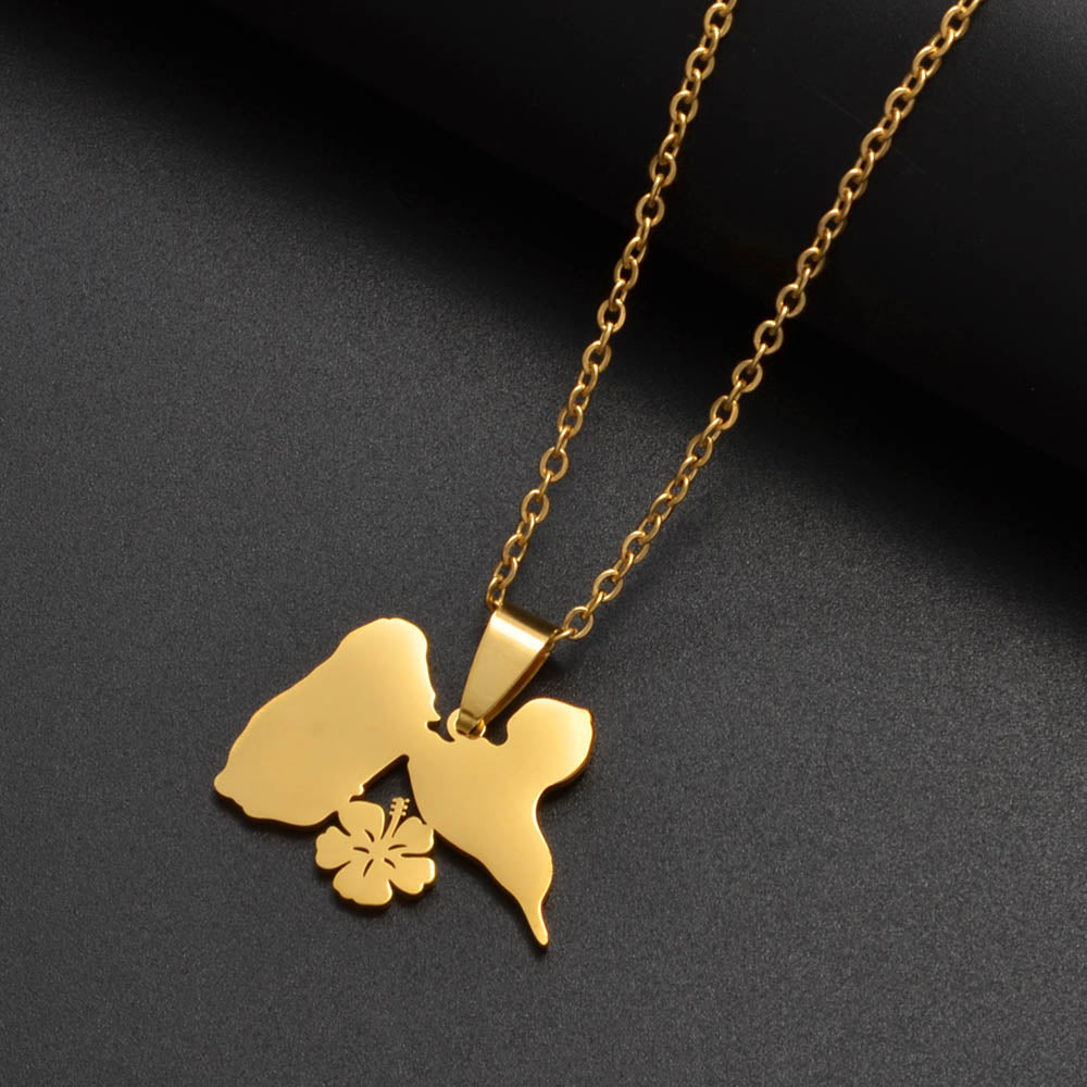 Collier Guadeloupe Hibiscus Acier Inox