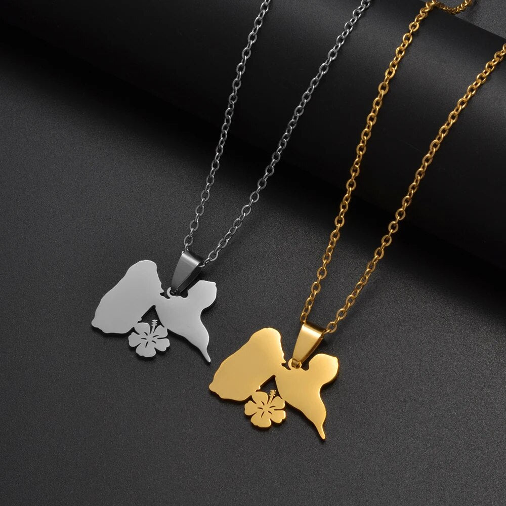 Collier Guadeloupe Hibiscus Acier Inox