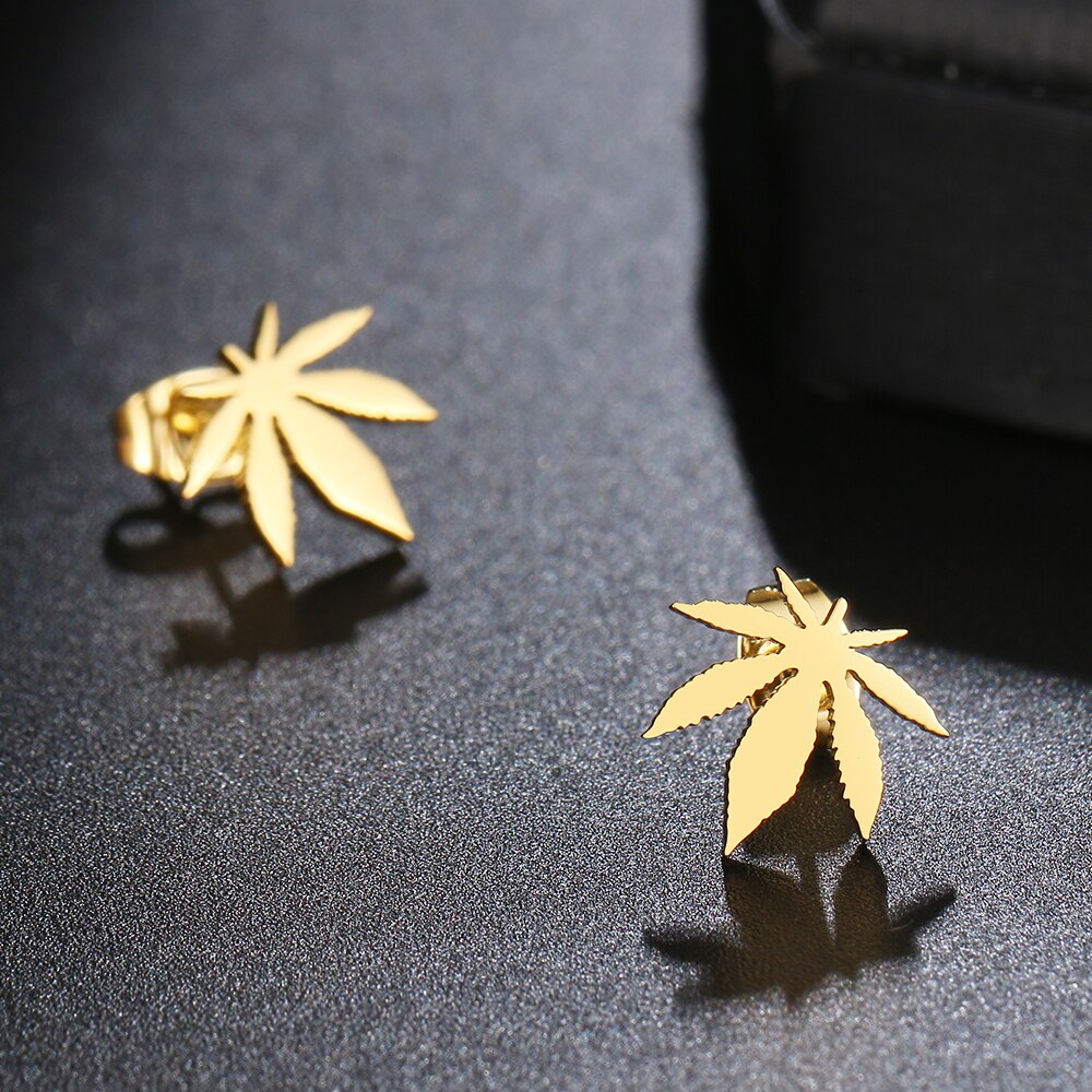 Boucle d'oreille Feuille de Fruit à Pain Acier Inox