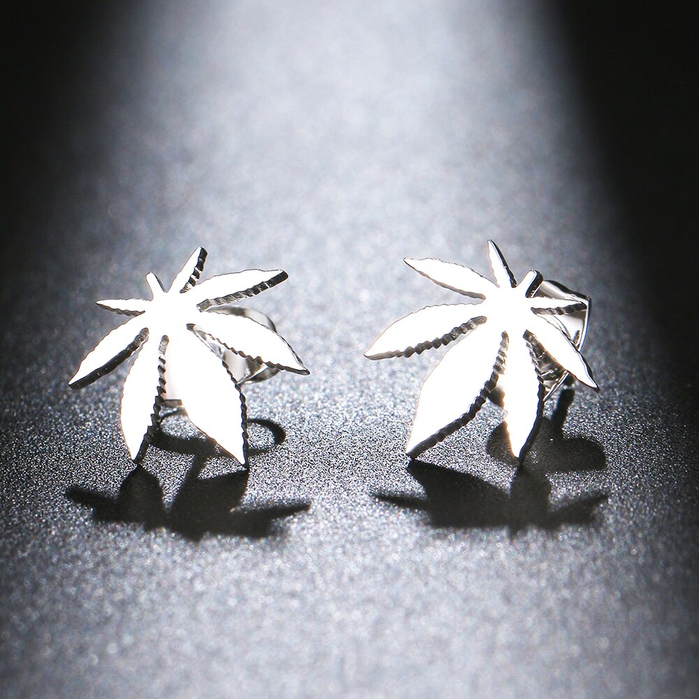 Boucle d'oreille Feuille de Fruit à Pain Acier Inox