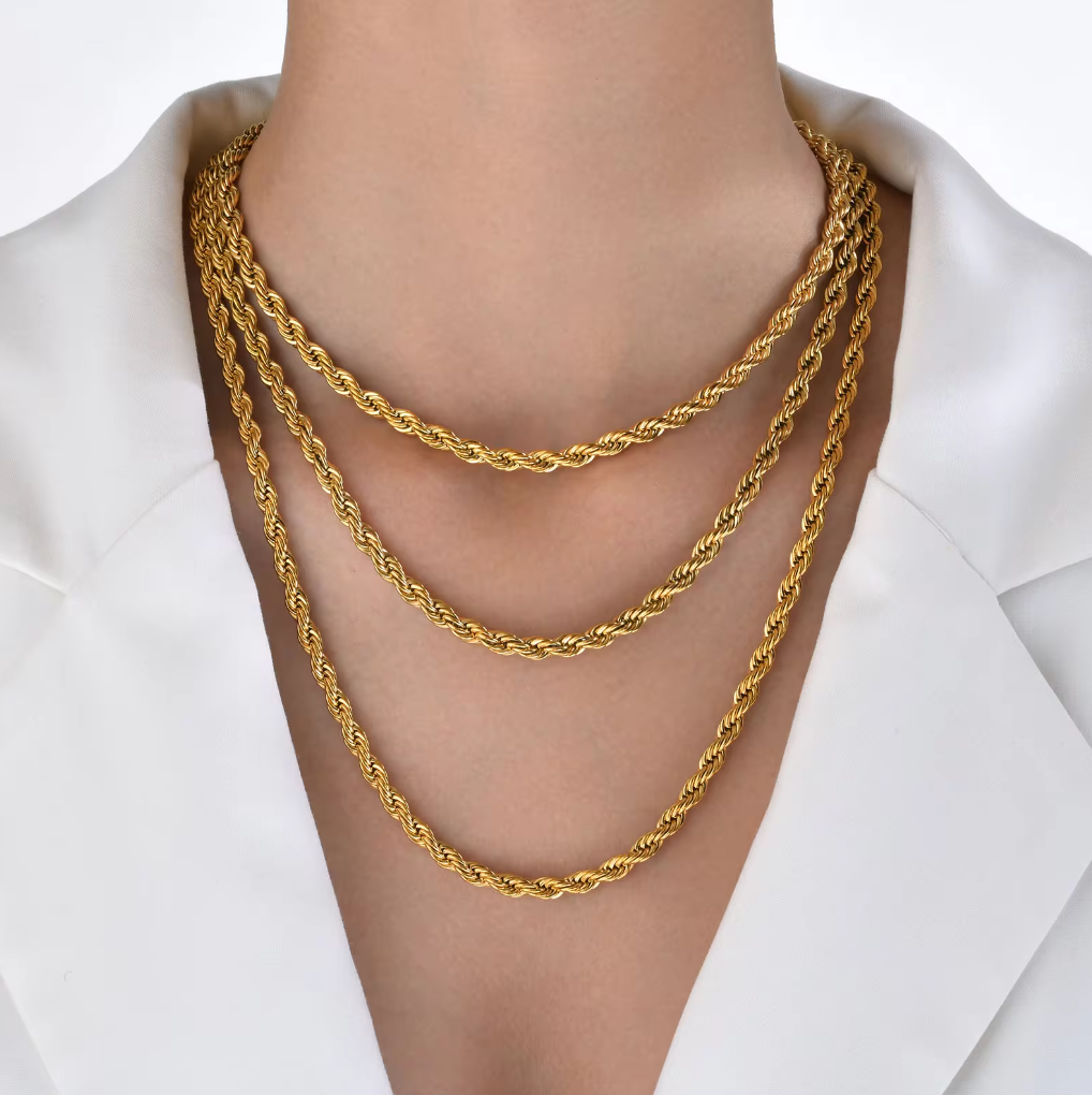 Collier Torsadé Acier Inox Couleur Or