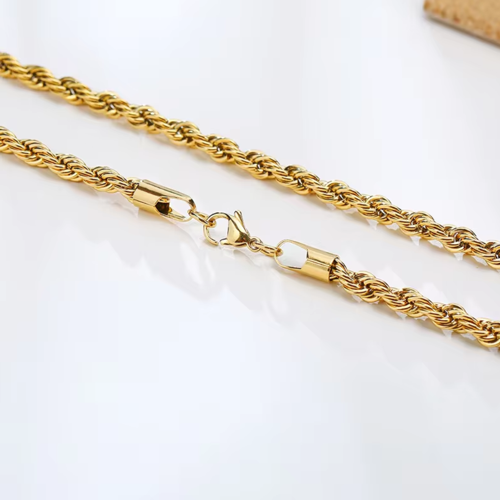 Collier Torsadé Acier Inox Couleur Or