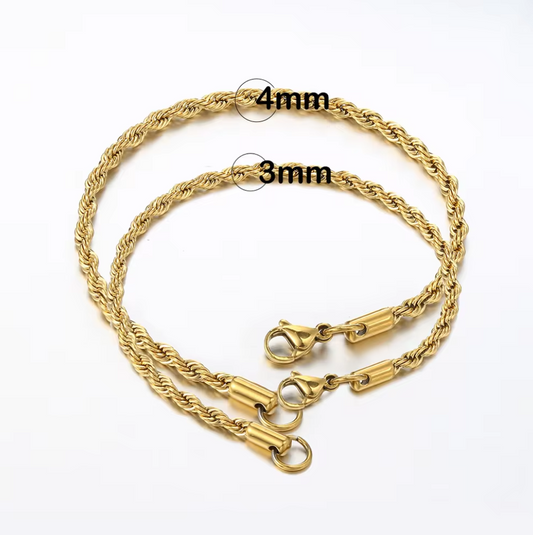 Bracelet Torsadé Acier couleur Or