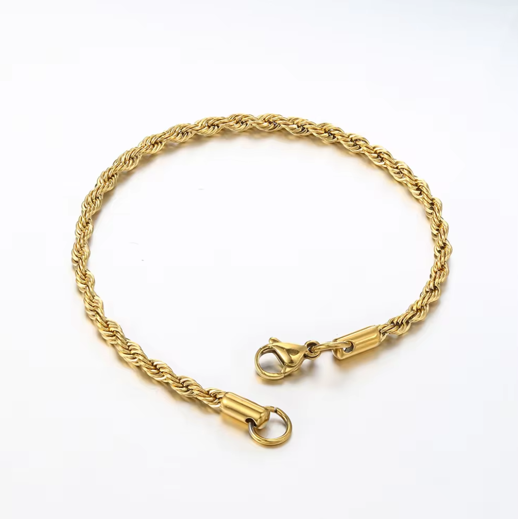 Bracelet Torsadé Acier couleur Or