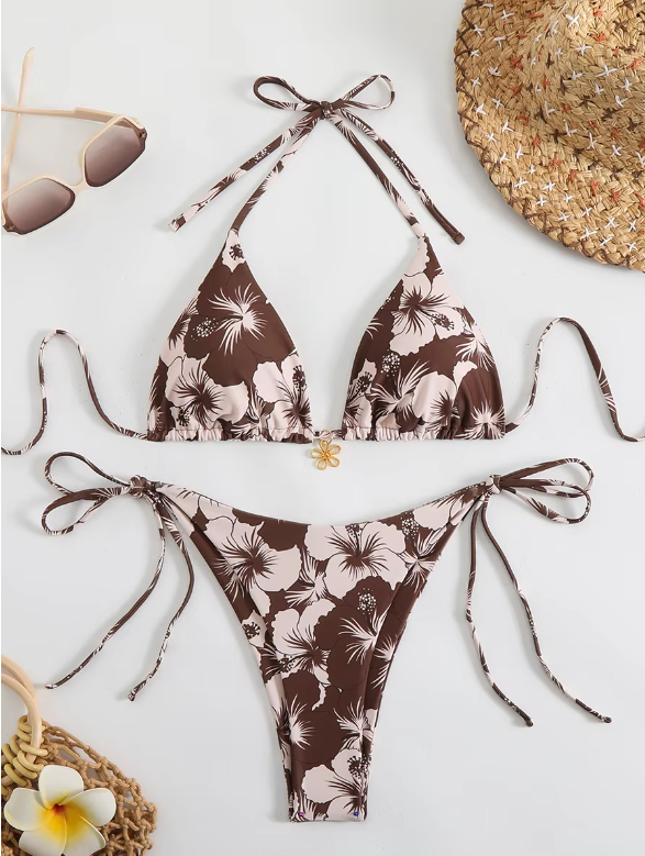 Ensemble Bikini Hibiscus 2 pièces Triangle Echancré