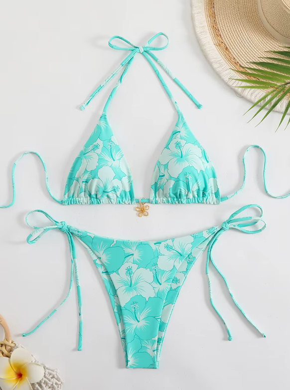 Ensemble Bikini Hibiscus 2 pièces Triangle Echancré