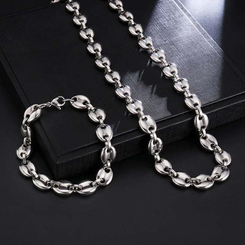 Collier et bracelet Graines de cafés Couleur Or ou Argent