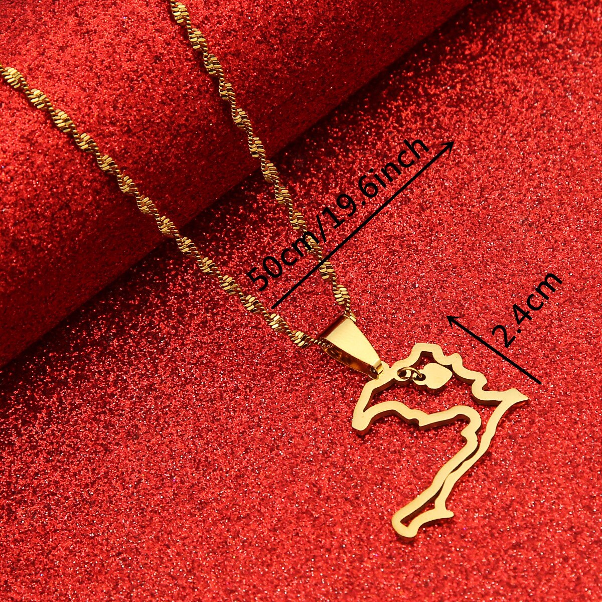 Pendentif Haïti Contour Acier Inox Doré Argenté