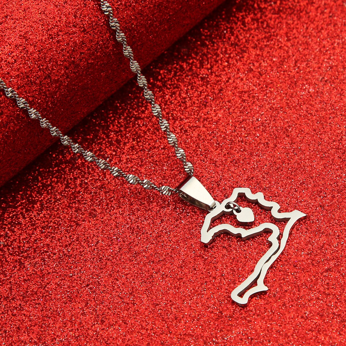 Pendentif Haïti Contour Acier Inox Doré Argenté