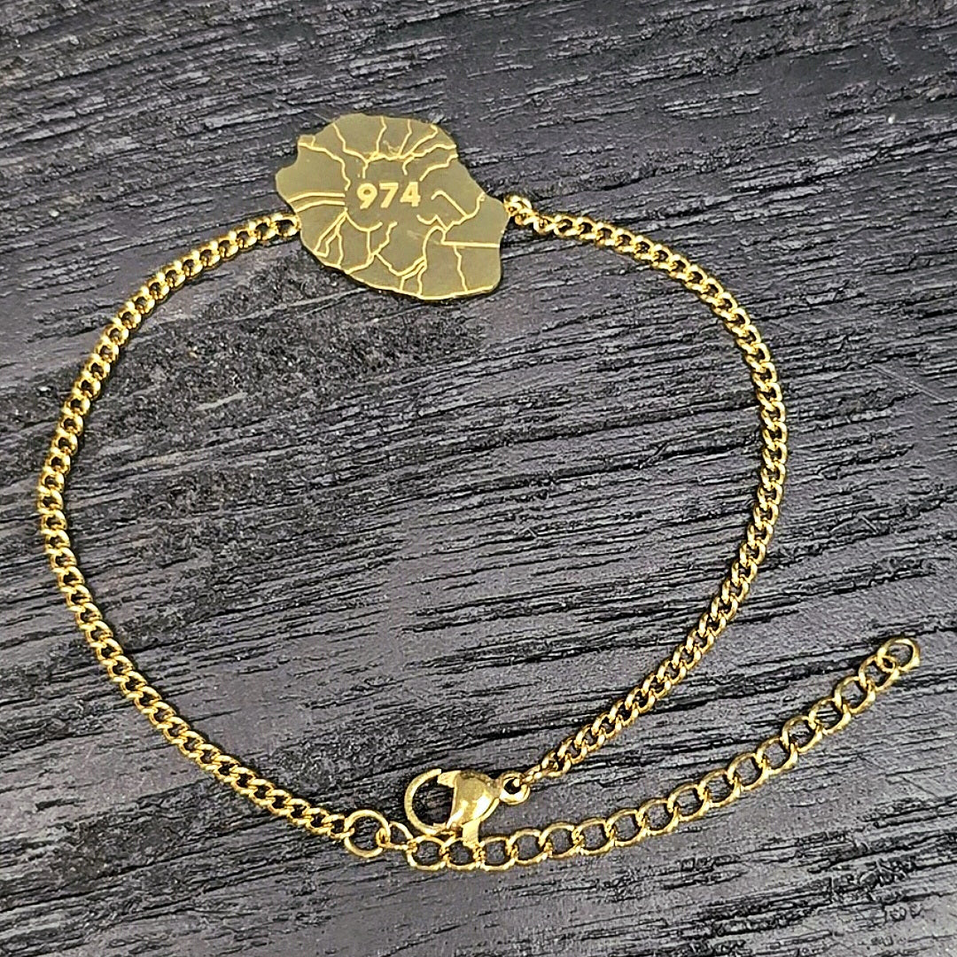Bracelet LA REUNION 974 Acier Inox Doré