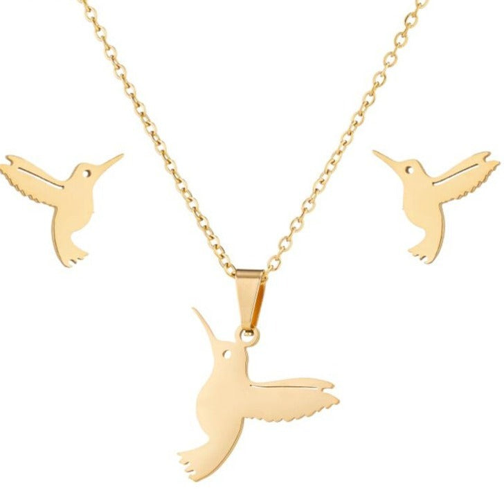 Boucles d'oreilles + Pendentif Colibri Créole