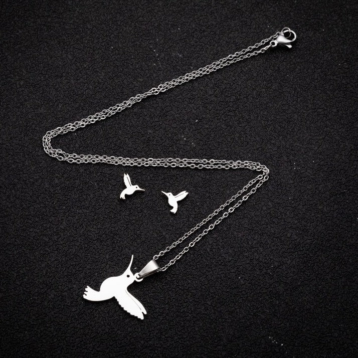Boucles d'oreilles + Pendentif Colibri Créole