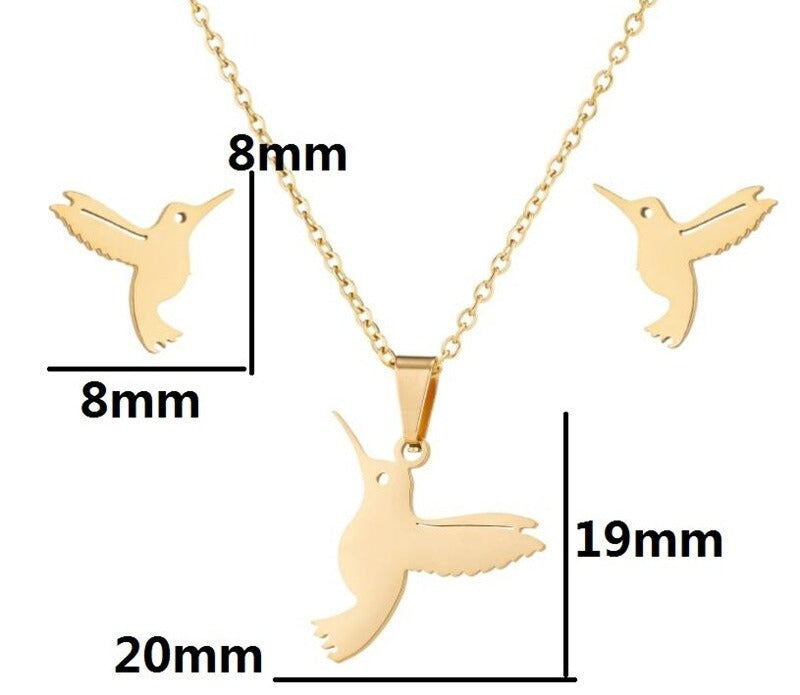 Boucles d'oreilles + Pendentif Colibri Créole