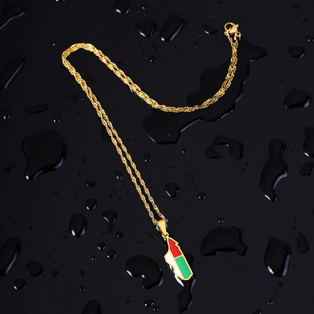 Pendentif Madagascar Drapeau Chaîne Torsadée