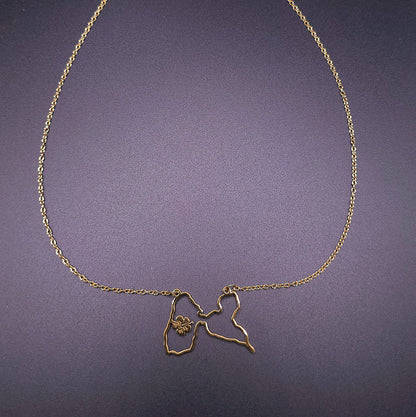Collier Guadeloupe Contour Hibiscus Acier Inox