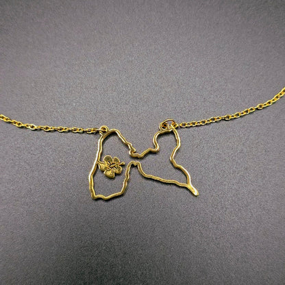 Collier Guadeloupe Contour Hibiscus Acier Inox
