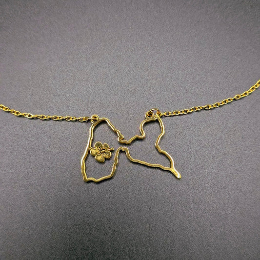 Collier Guadeloupe Contour Hibiscus Acier Inox
