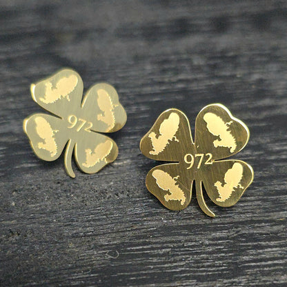 Boucles d'oreilles Trèfle 4 Martinique 972 Acier Inox Doré