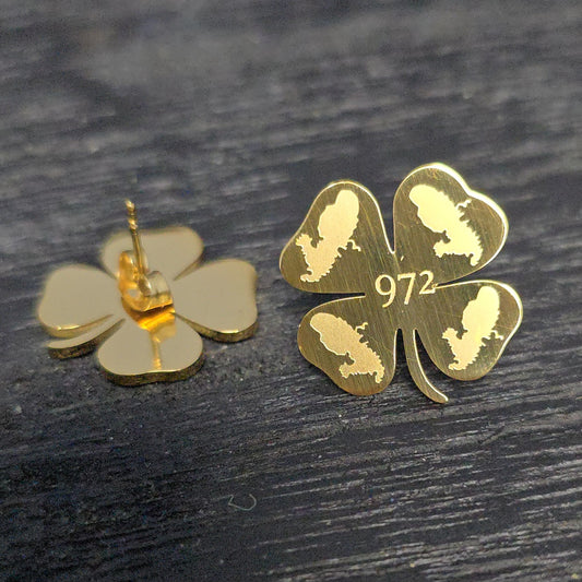 Boucles d'oreilles Trèfle 4 Martinique 972 Acier Inox Doré