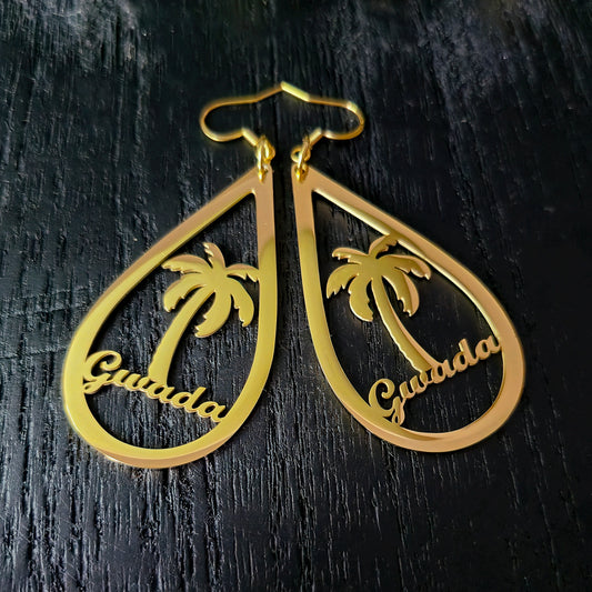 Boucles d'Oreilles Gouttes Gwada Acier Inox Doré