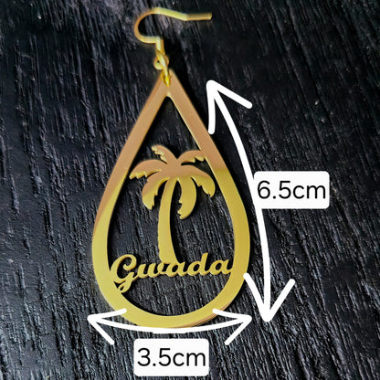 Boucles d'Oreilles Gouttes Gwada Acier Inox Doré