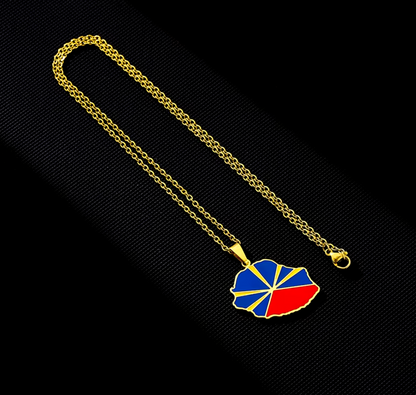 Collier La Réunion 974 Drapeau Acier Inox