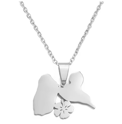 Collier Guadeloupe Hibiscus Acier Inox