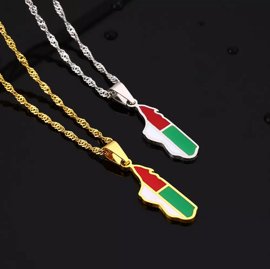 Pendentif Madagascar Drapeau Chaîne Torsadée