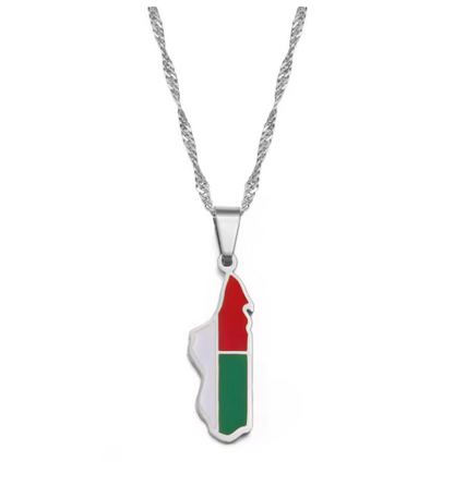 Pendentif Madagascar Drapeau Chaîne Torsadée
