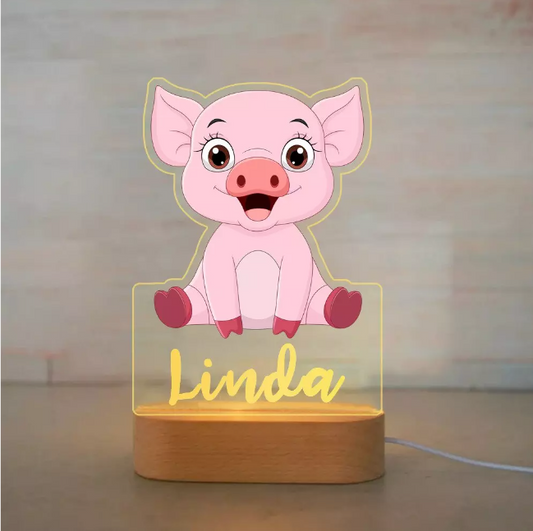 Veilleuse personnalisée Animaux Cochon