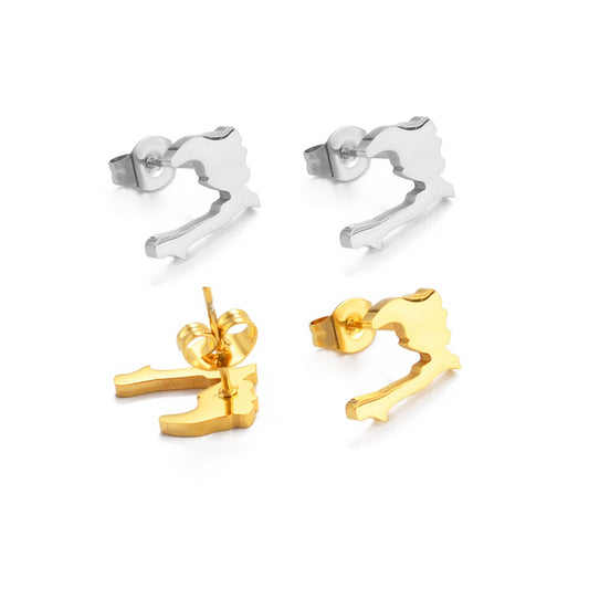 Boucles d'Oreilles Haïti Acier Inox Carte